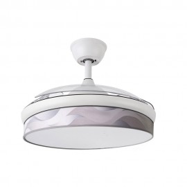Fabrilamp, Ventilador Mini Moda DC Blanco-Ola Gris 91Ø 72w Mando Memoria Y Temporizador 212480301