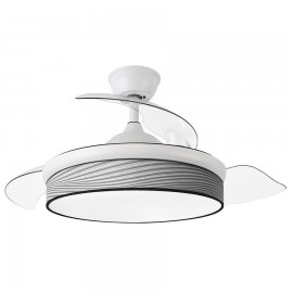 Ventilador Mini Moda DC Blanco-Surco Gris 91Ø 72w Mando Memoria Y Temporizador 212480401