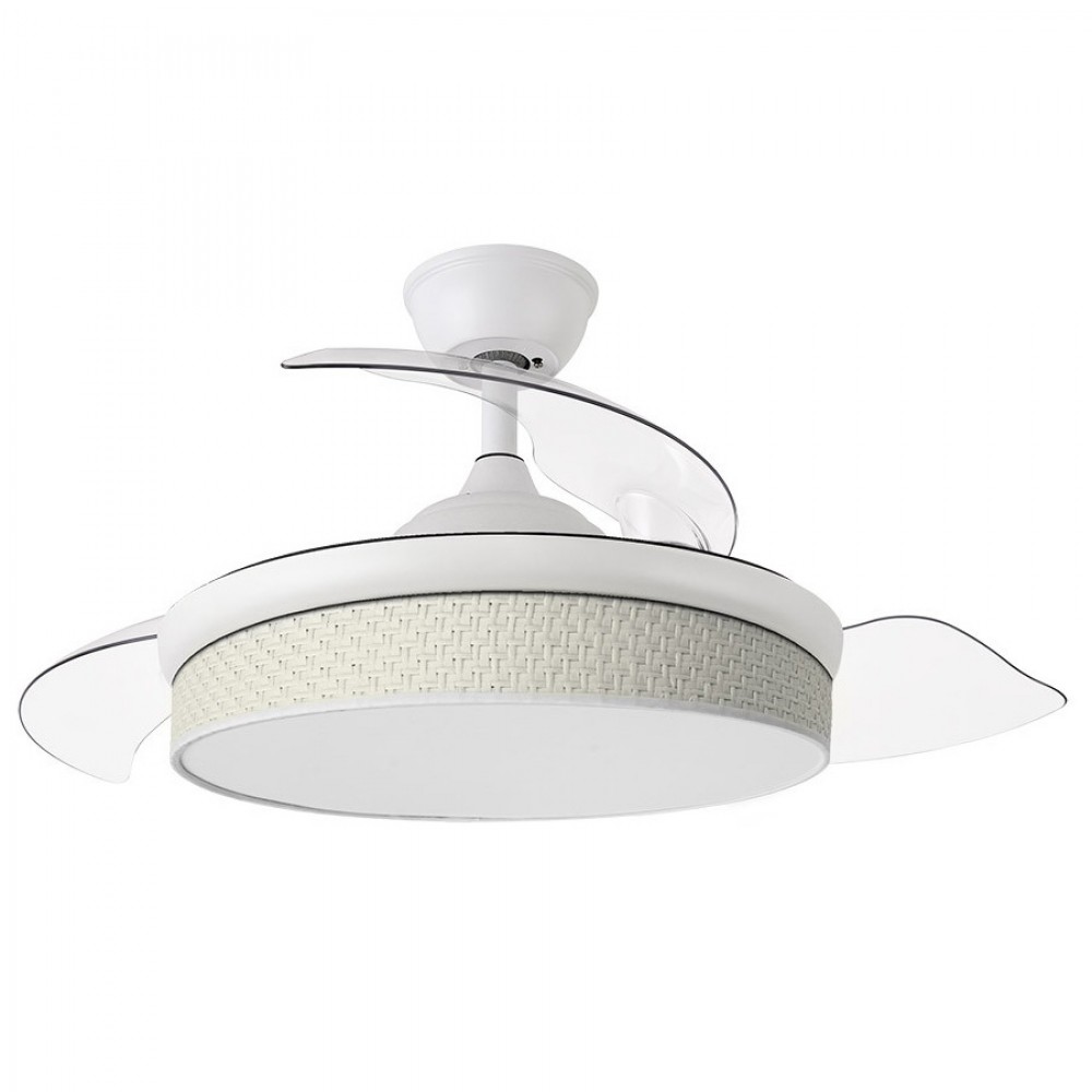 Fabrilamp, Ventilador Mini Moda DC Blanco-Cañizo Blanco 91Ø 72w Mando Memoria Y Temporizador 212480501