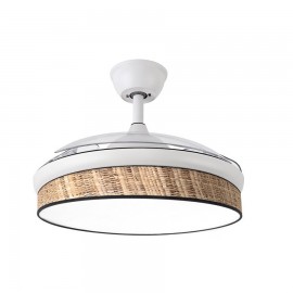 Fabrilamp, Ventilador Mini Moda DC Blanco-Cañizo Oscuro 91Ø 72w Mando Memoria Y Temporizador 212480701