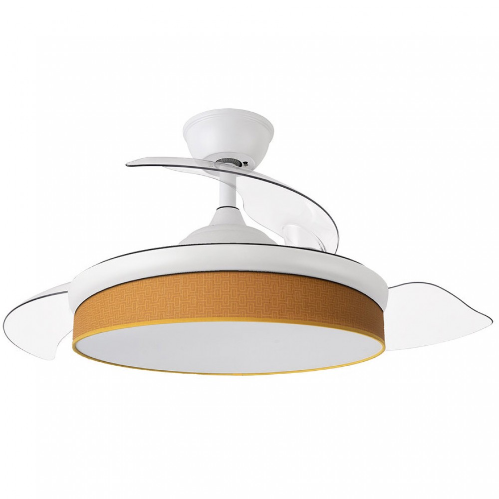 Fabrilamp, Ventilador Mini Moda DC Blanco-Naranja 91Ø 72w Mando Memoria Y Temporizador 212480901