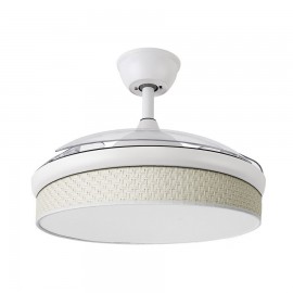Fabrilamp, Ventilador Moda DC Blanco-Cañizo Blanco 108Ø 72w 3aspas Mando Memoria Y Temporizador 212490501