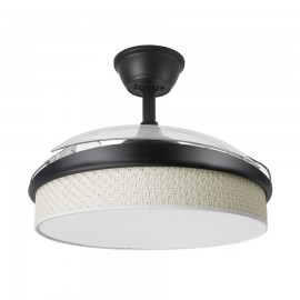 Fabrilamp, Ventilador Moda DC Negro-Cañizo Blanco 108Ø 72w 3aspas Mando Memoria Y Temporizador 212490509
