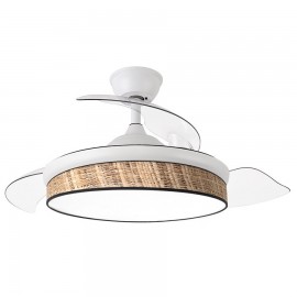 Ventilador Moda DC Blanco-Cañizo Oscuro 108Ø 72w 3aspas Mando Memoria Y Temporizador 212490701