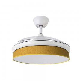 Fabrilamp, Ventilador Moda DC Blanco-Amarillo 108Ø 72w 3aspas Mando Memoria Y Temporizador 212491001