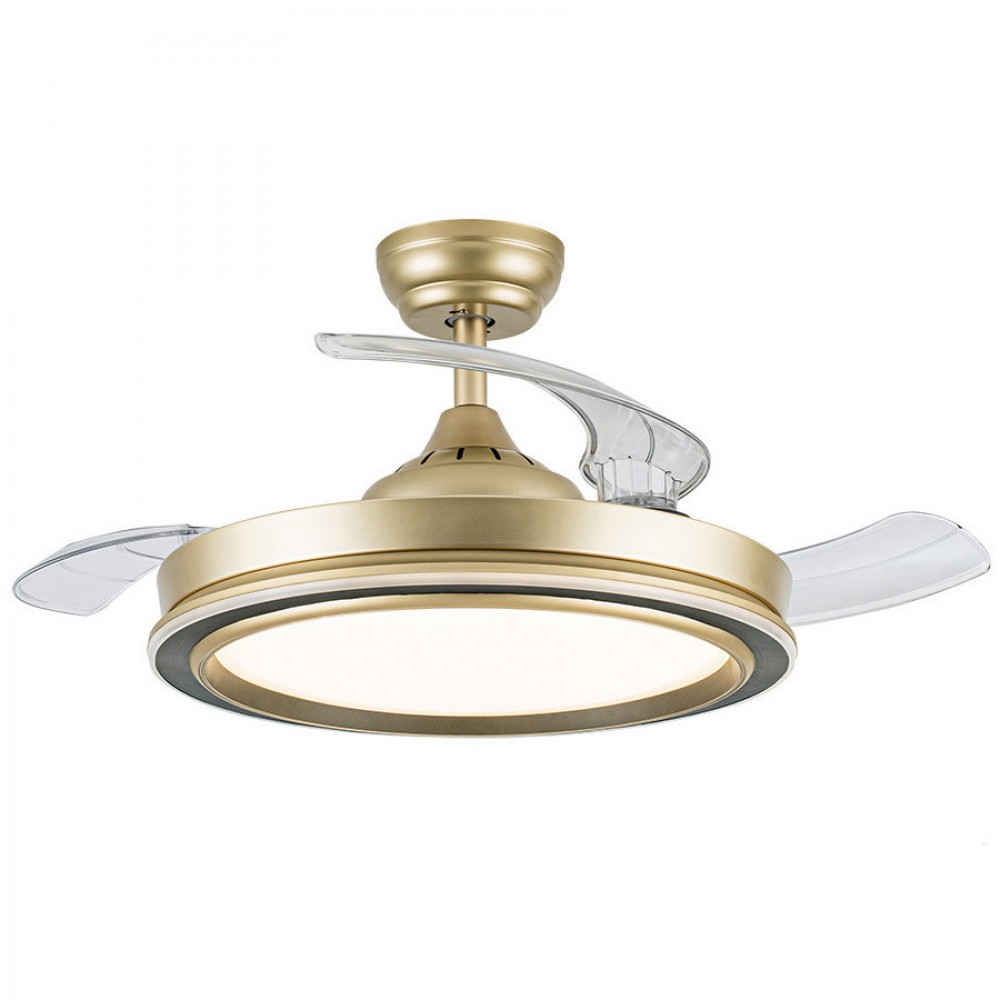 Fabrilamp, Ventilador Picolo DC Oro-Negro Plegable 107Ø 72w 3 Aspas Mando Memoria y Temporizador 206491329