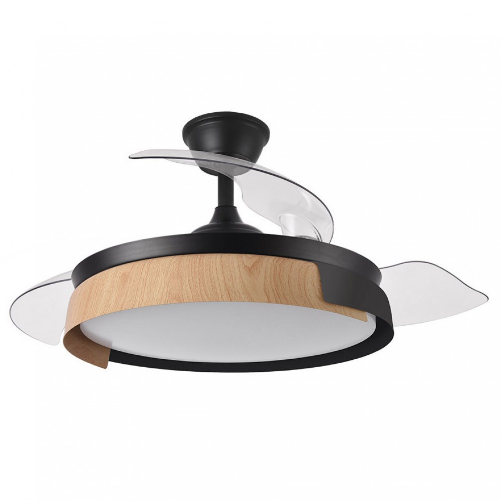 Fabrilamp, Ventilador Provenza DC Negro-Haya Plegable 107Ø 72w 3 Aspas Mando Memoria y Temporizador 207191388