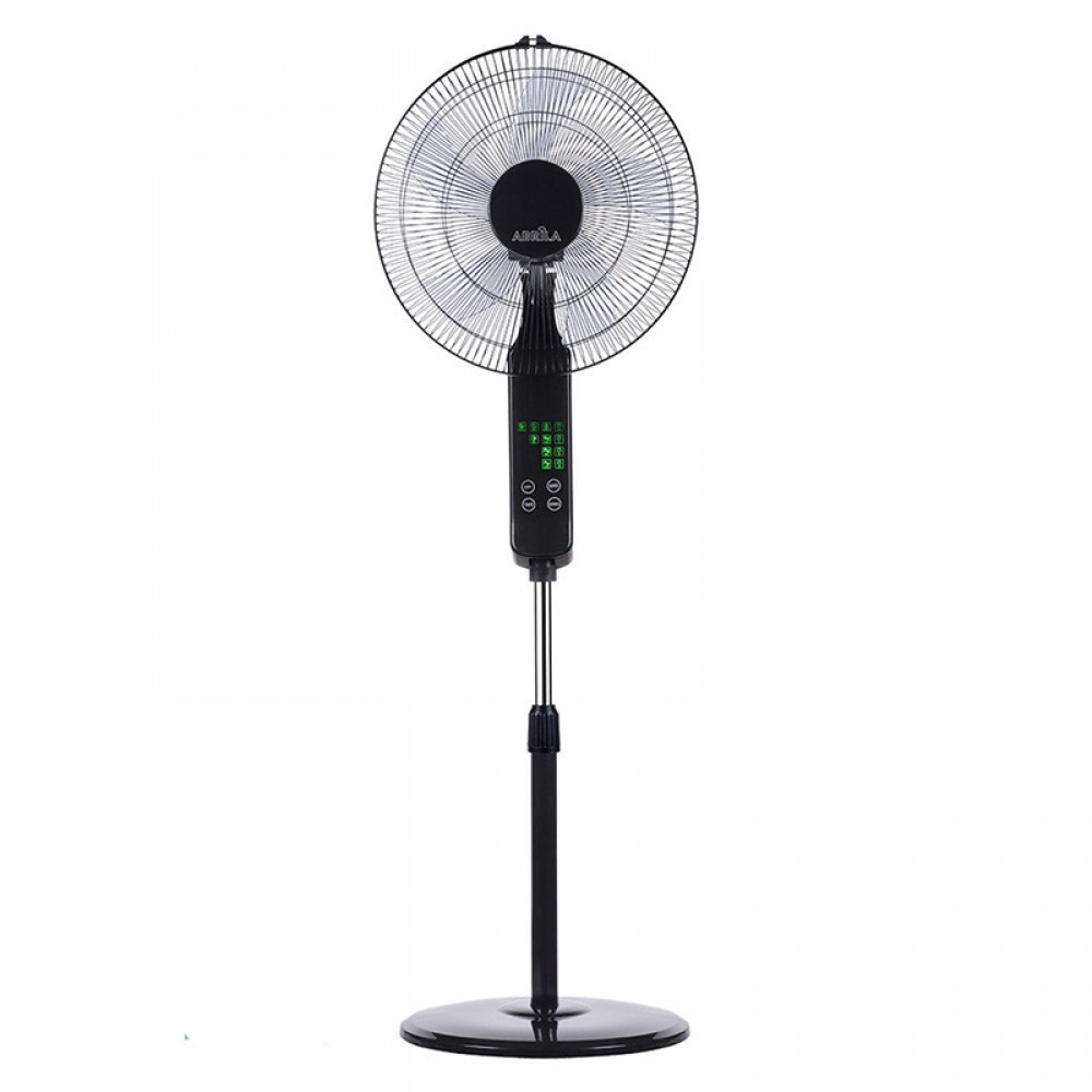 Fabrilamp, Ventilador Rodium Negro De Pie 43Ø 45w 5Aspas Oscilante Mando y Temporizador 207641009