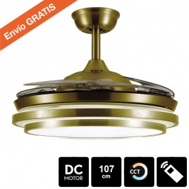 Ventilador DC Retractil Silent Cuero LED 72w Mando