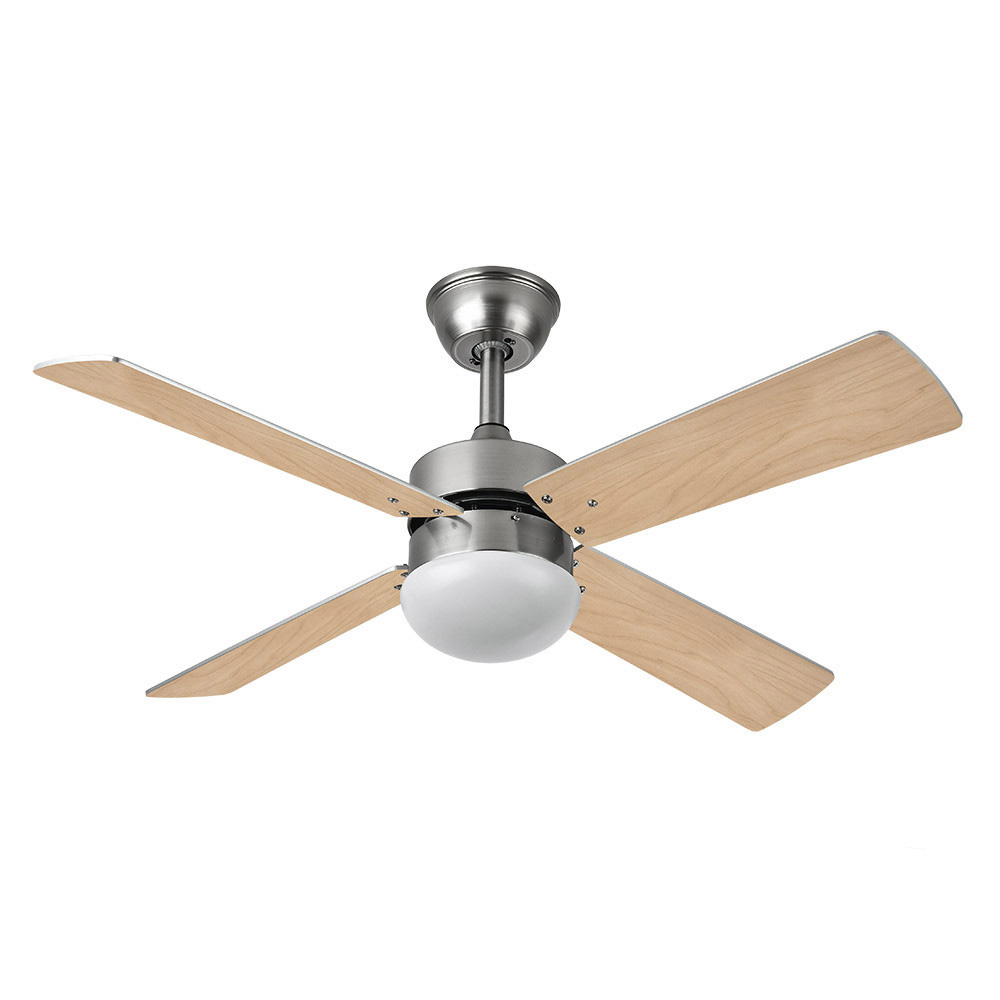 Fabrilamp, Ventilador Sofia DC Niquel 107Ø 2xE27 4Aspas Haya-plata Mando y Temporizador 175992433