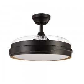 Fabrilamp, Ventilador Tempano DC Negro-Madera Plegable 107Ø 72w 3aspas Mando Memoria Y Temporizador 208891385
