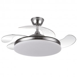 Fabrilamp, Ventilador Tridente DC Plegable Metalico Niquel 107Ø Ultrasilencioso 59w CCT Regulable Mando Memoria 236391303