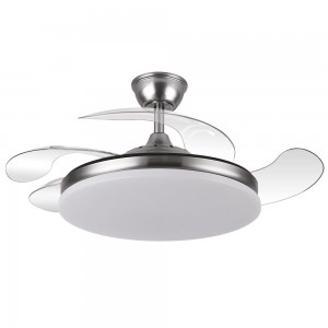Ventilador Tridente DC Plegable Metalico Niquel 107Ø Ultrasilencioso 59w CCT Regulable Mando Memoria 236391303
