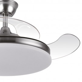 Fabrilamp, Ventilador Tridente DC Plegable Metalico Niquel 107Ø Ultrasilencioso 59w CCT Regulable Mando Memoria 236391303