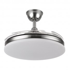 Fabrilamp, Ventilador Tridente DC Plegable Metalico Niquel 107Ø Ultrasilencioso 59w CCT Regulable Mando Memoria 236391303