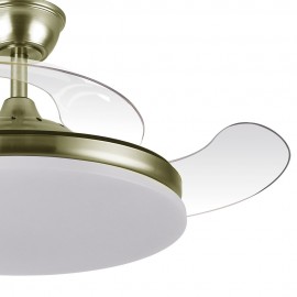 Fabrilamp, Ventilador Tridente DC Plegable Metalico Cuero 107Ø Ultrasilencioso 59w CCT Regulable Mando Memoria 236391314