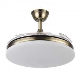 Fabrilamp, Ventilador Tridente DC Plegable Metalico Cuero 107Ø Ultrasilencioso 59w CCT Regulable Mando Memoria 236391314